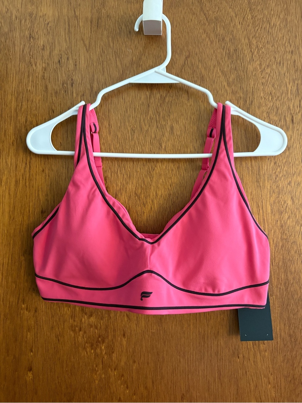 Fabletics Pink Wireless Sports Bra with Black Piping
